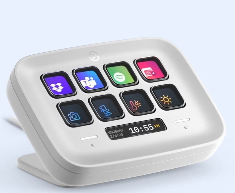 Elgato Stream Deck Neo White USB Ergonomic 8-Key Programmable Control Pad for PC