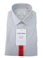 MEDIUM 15/15.5 34/35 GREEN - Calvin Klein Men's Tech Active Stretch Dress Shirt