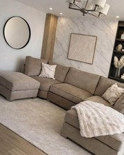 U Shape Sofa Cinema Sofa SALE PRICE Naples Beige New Corner Fixedback