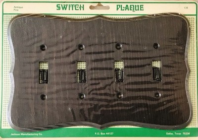 1980 Jackson Mfg Company Fine Wood Pinewood Quadruple Switch Plate Sealed NIPUSA