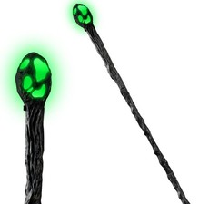 Halloween LED Witch Staff Vintage Cane Light Up Magic Walking Stick Prop Green