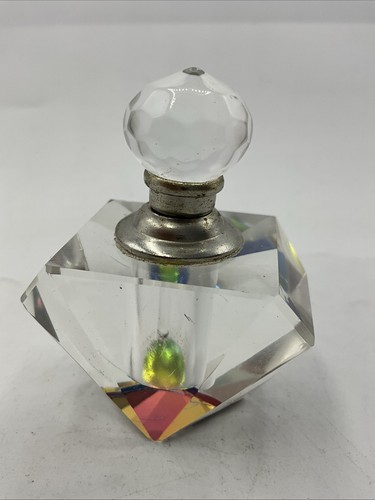 Art Deco Cut Crystal Hologram Glass Perfume Bottle (SN) - Picture 4 of 24