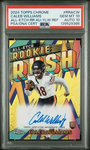 2024 YELLOW REFRACTOR #RRACW CALEB WILLIAMS 14/75 PSA 10 AUTO 10