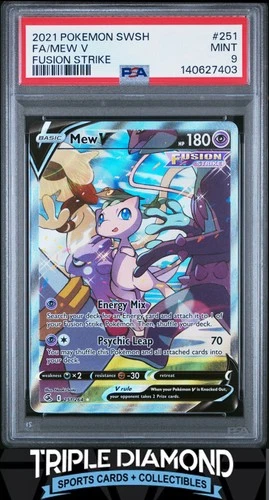2021 Pokemon SWSH Fusion Strike #251/264 Mew V Full Art PSA 9 Mint Z416