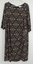 Charter Club Woman sz 3X Sheath Dress slinky stretch tapestry navy colorful 3895