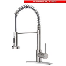 Elegant Brushed Nickel Kitchen Faucet with Pull Down Sprayer Dual Spray Modes