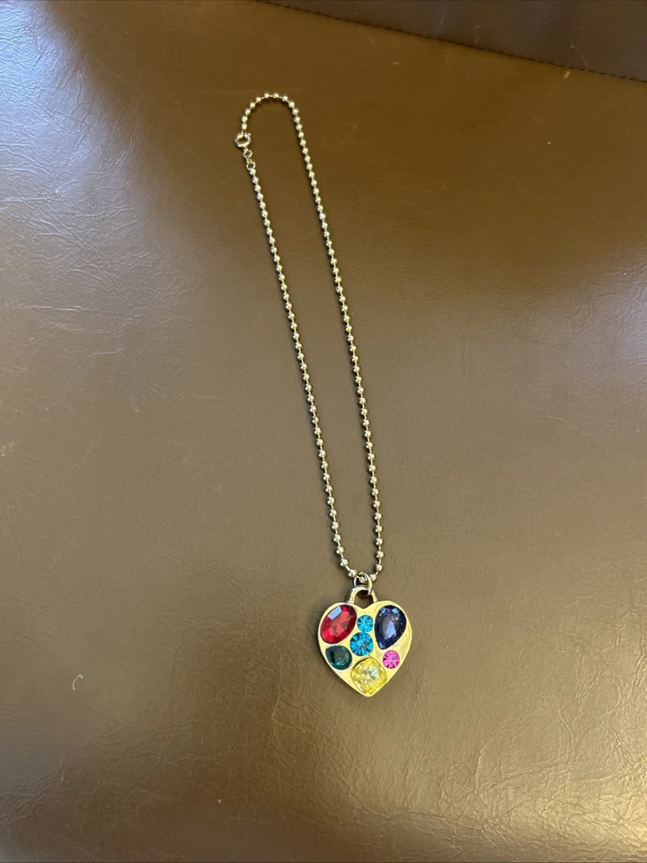 Collar Colgante Corazón Oro Piedras Preciosas Marc Jacobs Vintage Foto 2 de 4