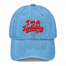 Unisex Edgy Casual Lifestyle Washed Baseball Cap I’m A Liability Adjustable Hat