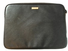 KATE SPADE Laptop Computer Sleeve Carrier Case; Black w/ Pink Lining; 13  x 9  