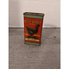 Busy Biddy Brand Allspice 2oz Tin Davies Strauss Stauffer Company Chicken Hen