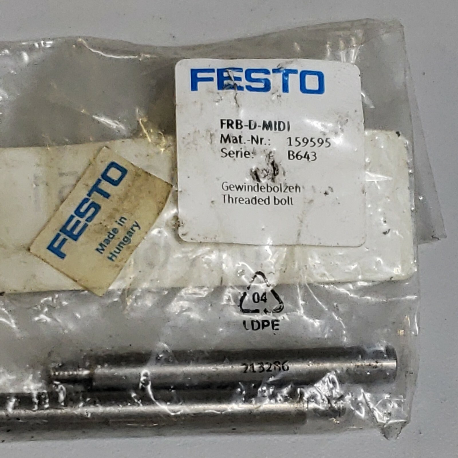 FESTO FRB-D-MIDI - PACK OF 2 - THREADED BOLT, 159595 NEW