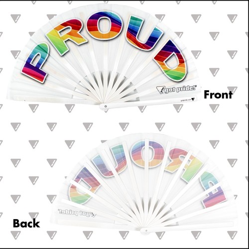 Proud Rainbow Premium Bamboo Folding Clack Hand Fan Rave Festival Pride LGBTQ - Picture 4 of 7