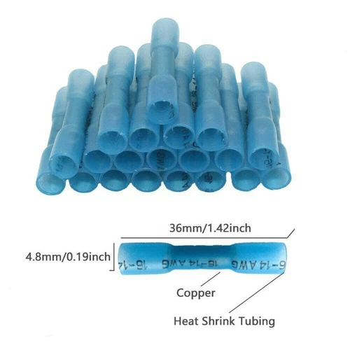 100x Stoßverbinder blau 1.5-2.5mm² Schrumpfverbinder Kabelverbinder wasserdicht - Bild 2 von 6