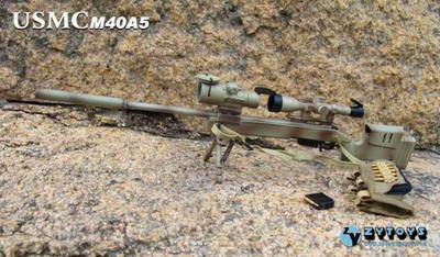 Brinquedo Hot Toys escala 1/6 - Rifle sniper camuflado M40A3 com supressor