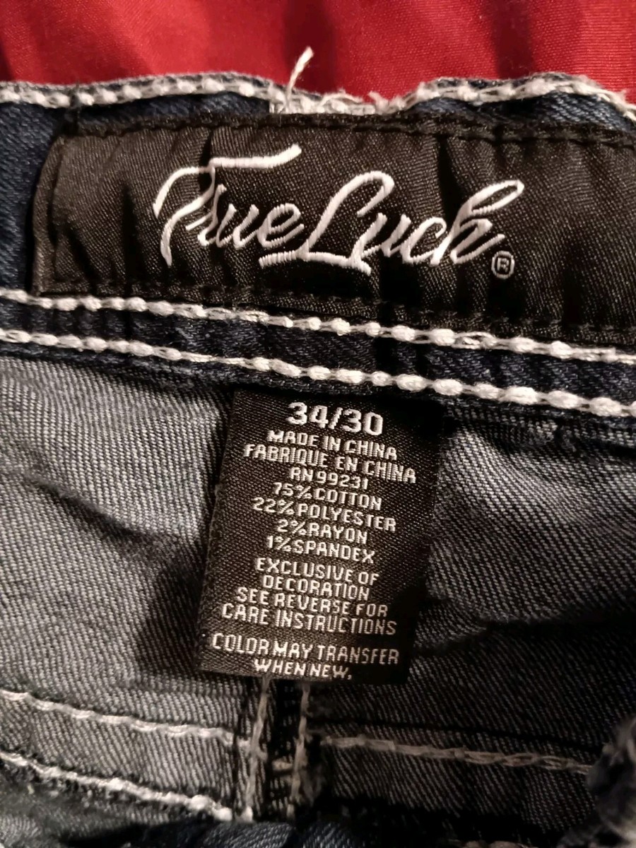 True Luck Straight Leg Stretch Denim Blue Jeans Men's Size 34x30