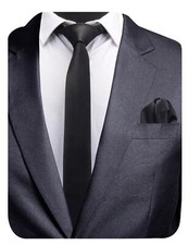 2.4" Slim Tie and Pocket Square Set For Men Solid Skinny Necktie 0754-01