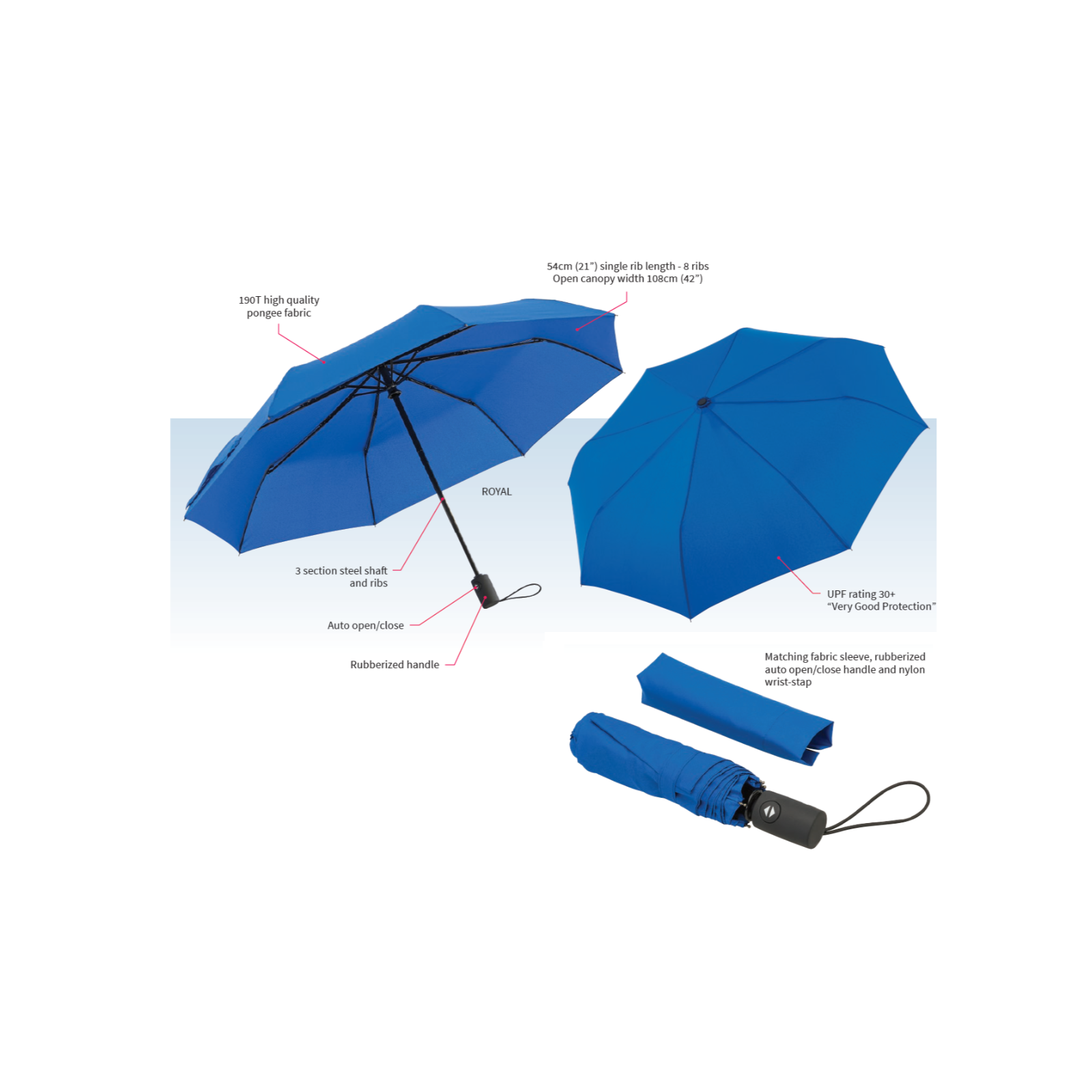 Simple Compact Umbrella Auto Open/Close Feature Portable Handy Rain