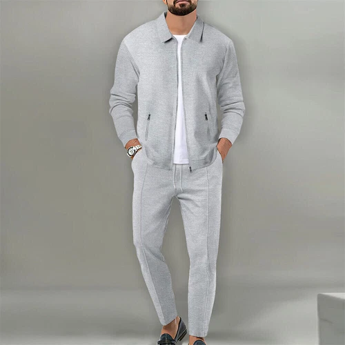 Herren 2 Teiliges Trainingsanzug Set Langarm Jacke und Hose Jogginganzug Outfits Anzug - Bild 8 von 22