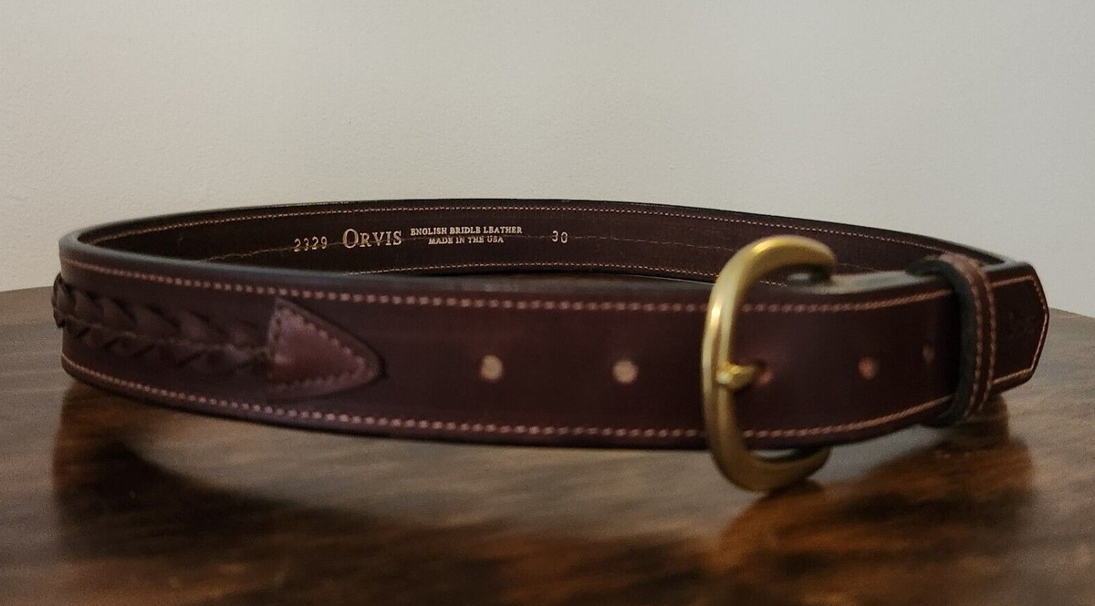 Vintage ORVIS Women’s Belt English Bridle Leather Orvis English Bridle Leather Belt 34 Brass Buckle Fly  main image 2