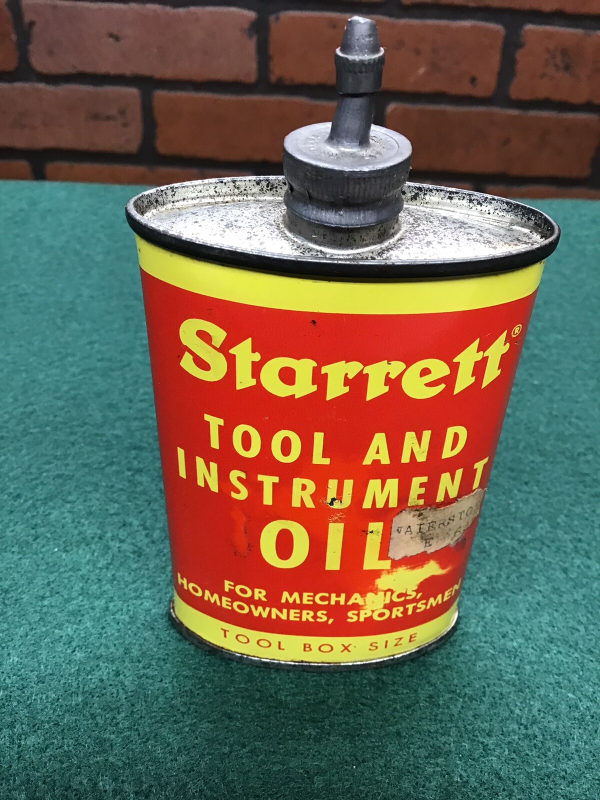 Vintage Starrett Tool And Instrument Oil Can Lead Top 1950’s ? RARE