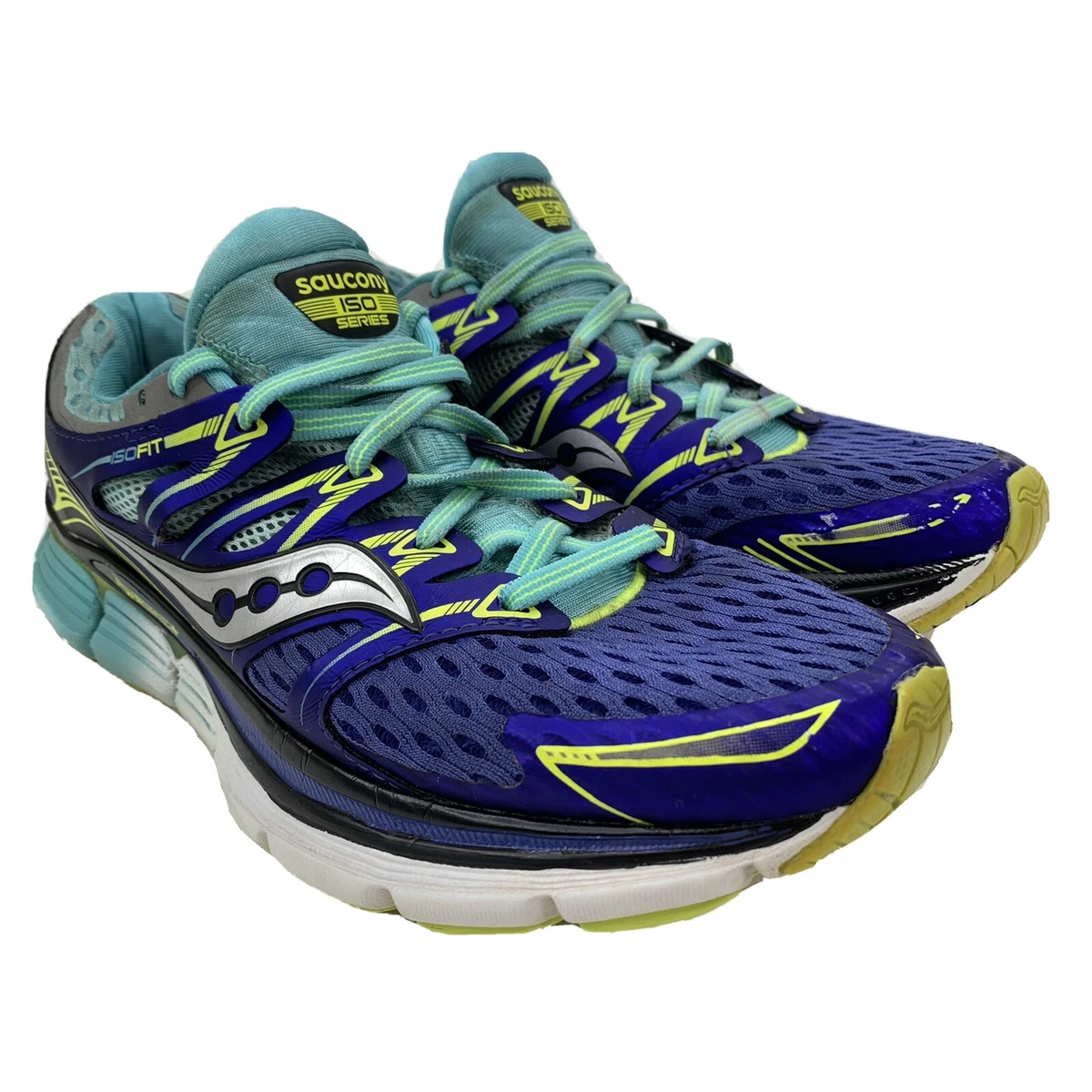 Saucony ISO Fit Series Women Size 9.5 Blue Triumph PWR Grid Lace Up Sneakers EUC