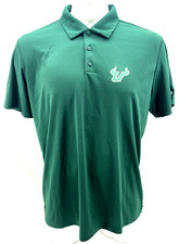 NEW South Florida Bulls USF Adidas Green Golf SS Button Polo Shirt Men's XL
