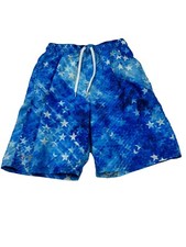 UA Under Armour Youth Swim Trunks Shorts Size Medium Blue White Star Pattern