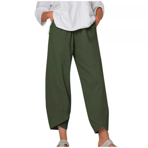 Summer Womens Ladies Cotton Linen Baggy Casual Harem Pants Trousers Plus Size - Picture 10 of 11