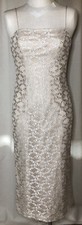ALEX EVENINGS Gold Champagne Lace Sleeveless Wedding Formal Evening DRESS Gown