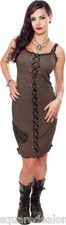 130322 Brown Snake Oil Dress Sourpuss Vintage Inspired Punk Rock Biker Large L
