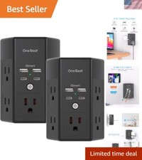 2 Pack Surge Protector Multi Plug Outlet with 5 AC Outlets  4 USB Ports