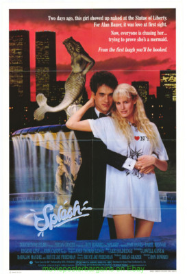SPLASH MOVIE POSTER Original 27x41 Folded MINT !! TOM HANKS DARYL HANNAH