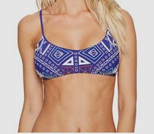  150 Trina Turk Women's Blue Geo Jakarta Bikini Swim Bottoms Swimwear Size 10