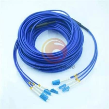 50M Indoor Armored Cable Single-Mode LC-LC 4 Strand 9/125 Fiber Optic Patch Cord