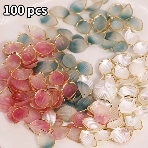 100pcs DIY Acrylic Flower Pendants Petal Charms Resin Hairpin Jewelry Accessory - Picture 2 of 12