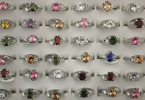60pcs Wedding Engagement Jewelry Mixed Lots Cubic Zirconia Lady Wholesale Rings