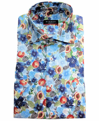 Kurzarm Freizeithemd eterna Modern Fit weiss multicolor Allover Print Gr. 38-48