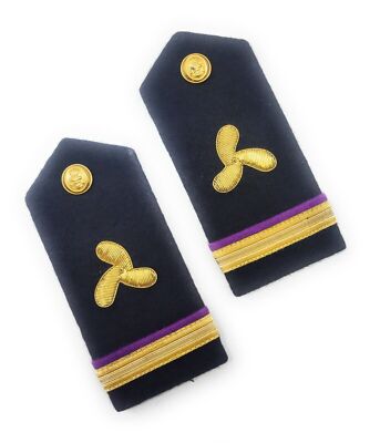 Marine Uniforn Ship 4th Engineer Shoulder Board Epaulette One Bar Pair Propeller