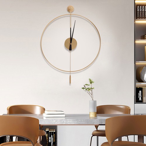 60cm Modern Gold Iron Round Swing wall clock for Living Room Home Office Decor - Picture 4 of 12