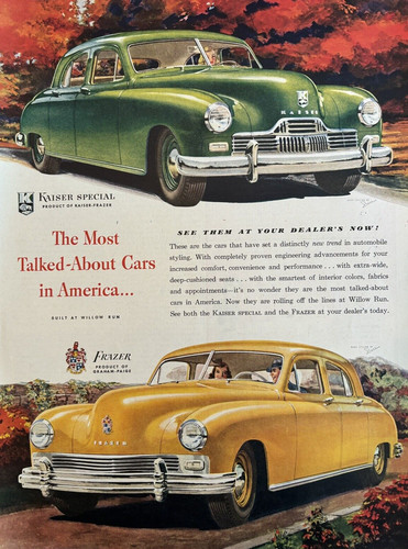 1946 Kaiser Automobile Special Frazer Willow Run Graham Paige Vintage Print Ad