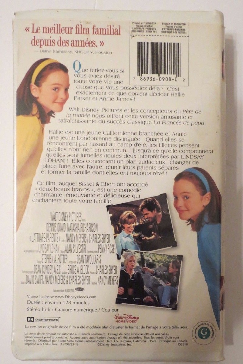 DISNEY L ATTRAPE PARENTS (THE PARENT TRAP) VHS FRENCH VERSION 1+  SHIP