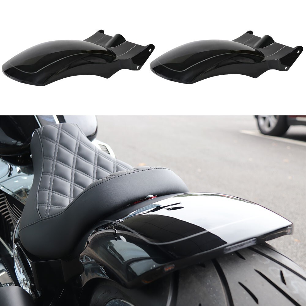 HD 260mm Short Rear Fender Gloss Black Silver Pinstripe with