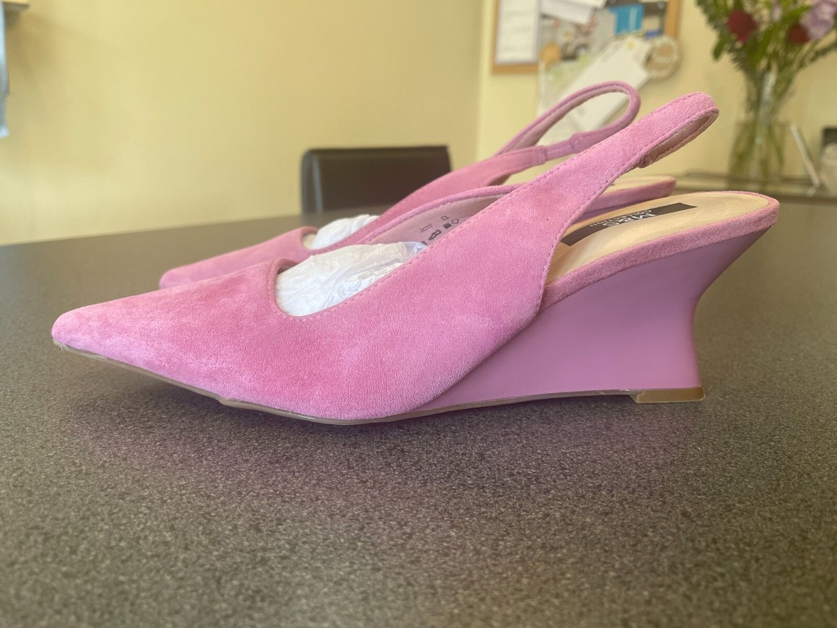 M\u0026S Pink Suede Wedge Pointed Slingback Shoes 7 | eBay UK
