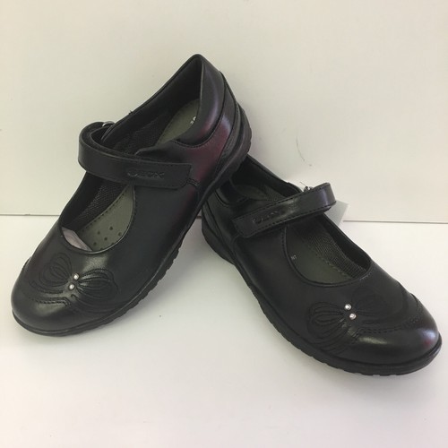 Geox J Shadow Girls School Shoes In Black with Bow Detailing (J84A6C) - Picture 4 of 4