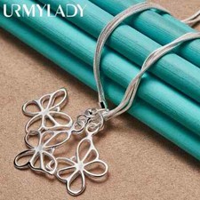 URMYLADY 925 Sterling Silver Butterfly Pendant Necklace For Women Jewelry