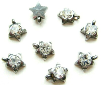 Edelstahl Anhänger Strass Rhinestone Stern 7,5mm 5 Stück SERAJOSY Zieranhänger