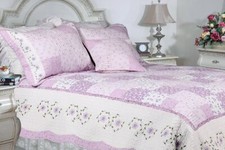  Love of Lilac 100 Cotton 3PC Floral Vermicelli-Quilted Embroidered