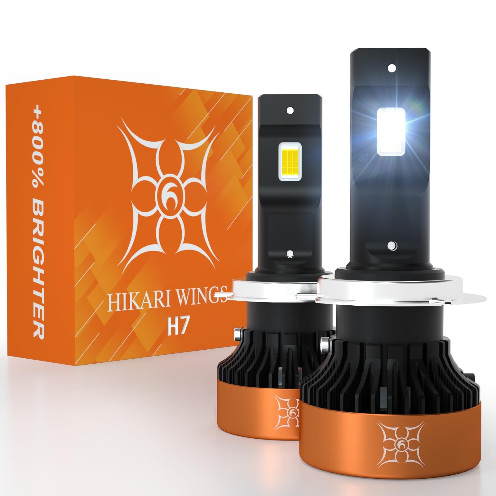 HIKARI WINGS H7 LED Fog light, 50000LM Pure White 6000K Bulb