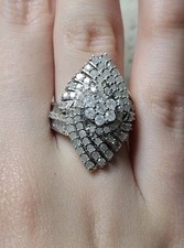 1.5ct Diamond and Platinum Sterling Silver Ring  Size J to K