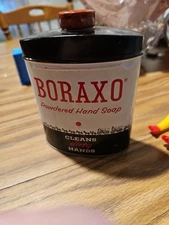 Vintage Boraxo Powdered Hand Soap Metal Tin Still Has Powder In It